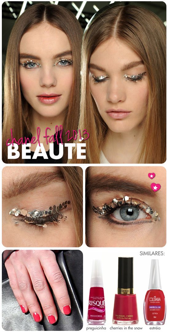 beleza-chanel-fall-2013-paris-fashion-week-pfw-beaute-beauty-glitter-eyes-lips-boca-esmalte-vermelho-similares