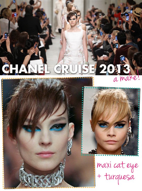 make-chanel-cruise-2013-2014-maquiagem-delineador-gatinho-maxi-cat-eye-azul-turquesa