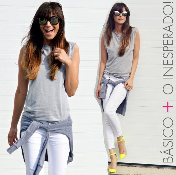 look-do-dia-lena-antonacci-look-despojado-cinza-branco-neon-scarpin-neon-amarelo-transparente-jeans-branco-tee-cinza-producao