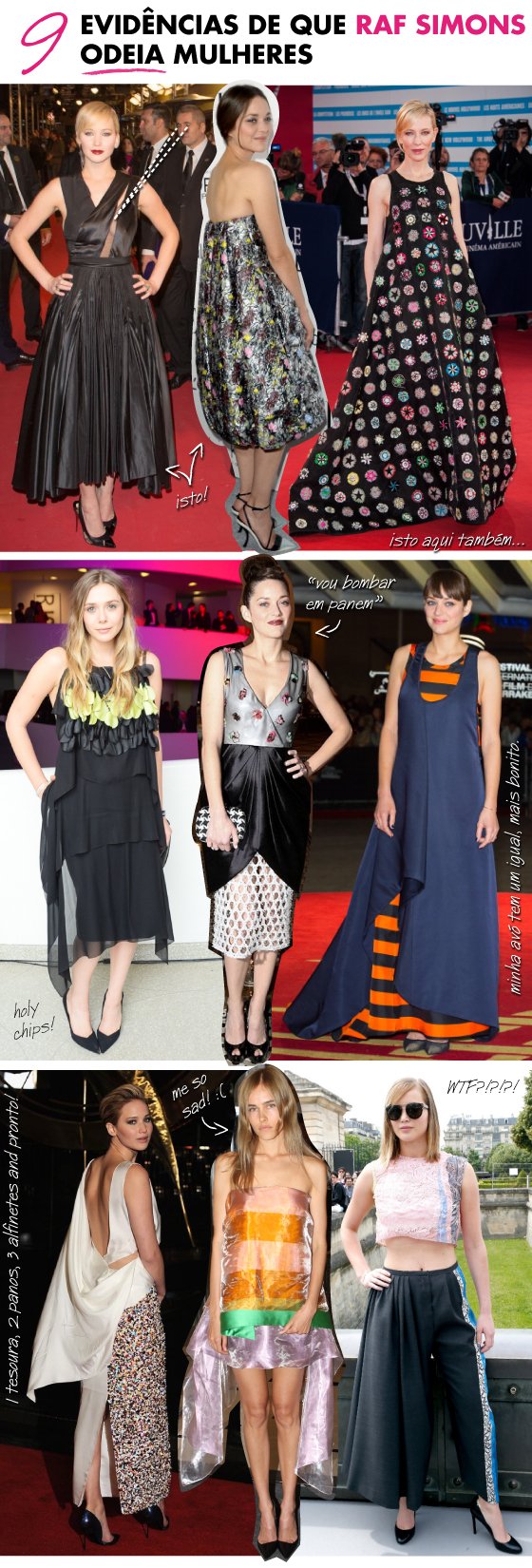 9-evidencias-de-que-raf-simons-dior-odeia-mulheres-jennifer-lawrence-vestido-dior-feio-look-ugly-dress-marion-cotillard-john-galliano