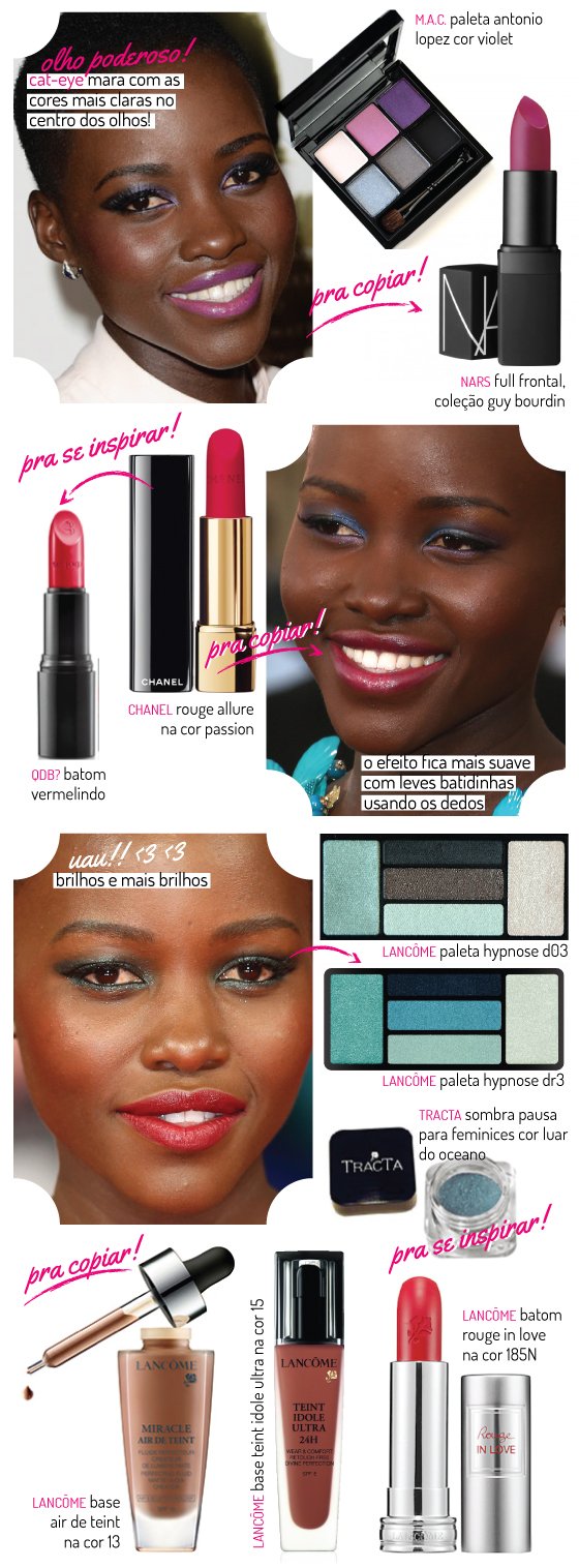 lupita-nyong'o-beleza-beauty-makeup-make-maquiagens-maquiagem-batom-produtos-pele-negra-dica-sombra-marcas-base-essence-lancome-mac-nars