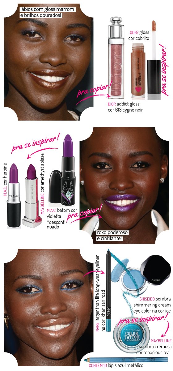 lupita-nyong'o-beleza-beauty-makeup-make-maquiagens-maquiagem-batom-produtos-pele-negra-dica-sombra-marcas-base-essence-lancome-mac-nars