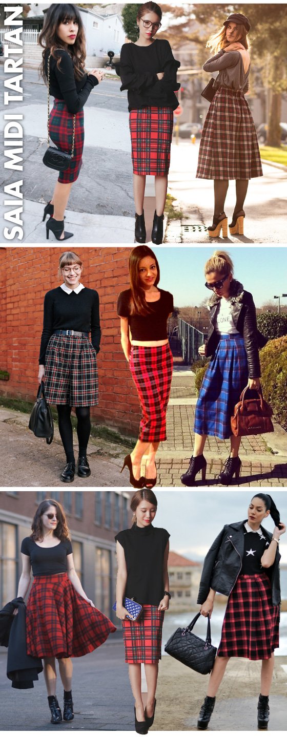 tendencia-saia-midi-tartan-saia-longuete-xadrez-saia-lapis-trend