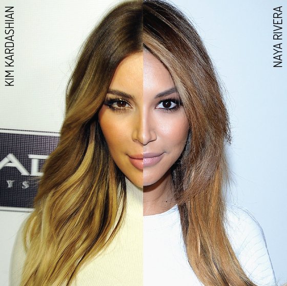 Naya-Rivera-kim-kardashian-parecida-estilo-cabelo-celebridade-glee-iguais-look-maquiagem