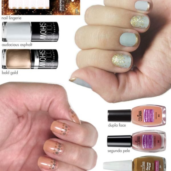 unhas-de-segunda-unhas-diferentes-e-nail-art-colorama-dupla-face-segunda-pele-curva-bege-marrom-mutante-poas-esmaltes-maybelline-loreal-nail-lingerie-bold-gold-audacious-asphalt