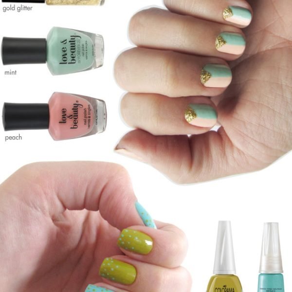 unhas-de-segunda-unhas-diferentes-e-nail-art-poas-verde-azul-maltes-retangulo-verde-colorama-risque-gold-glitter-me-pint-mint-forever-21-esmalte-triangulo-